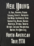 Neil Young T-shirt 2008 Tour North American Black Tee - L