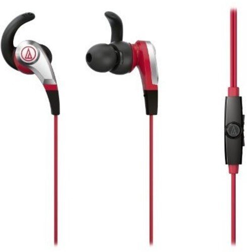 Audio Technica - ATH-CKX5ISRD - SonicFuel in-ear headphones with mic, volume and integrated controls for compatible smartphones; 360-degree rotating eartips, red ((Speakers))