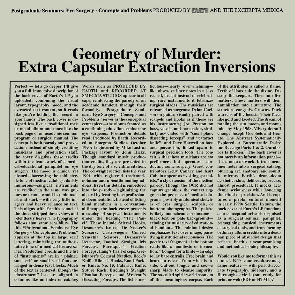 Earth X Black Noi$E - Geometry Of Murder: Extra Capsular Extraction Inversions (Crystal Clear Vinyl) ((Vinyl))