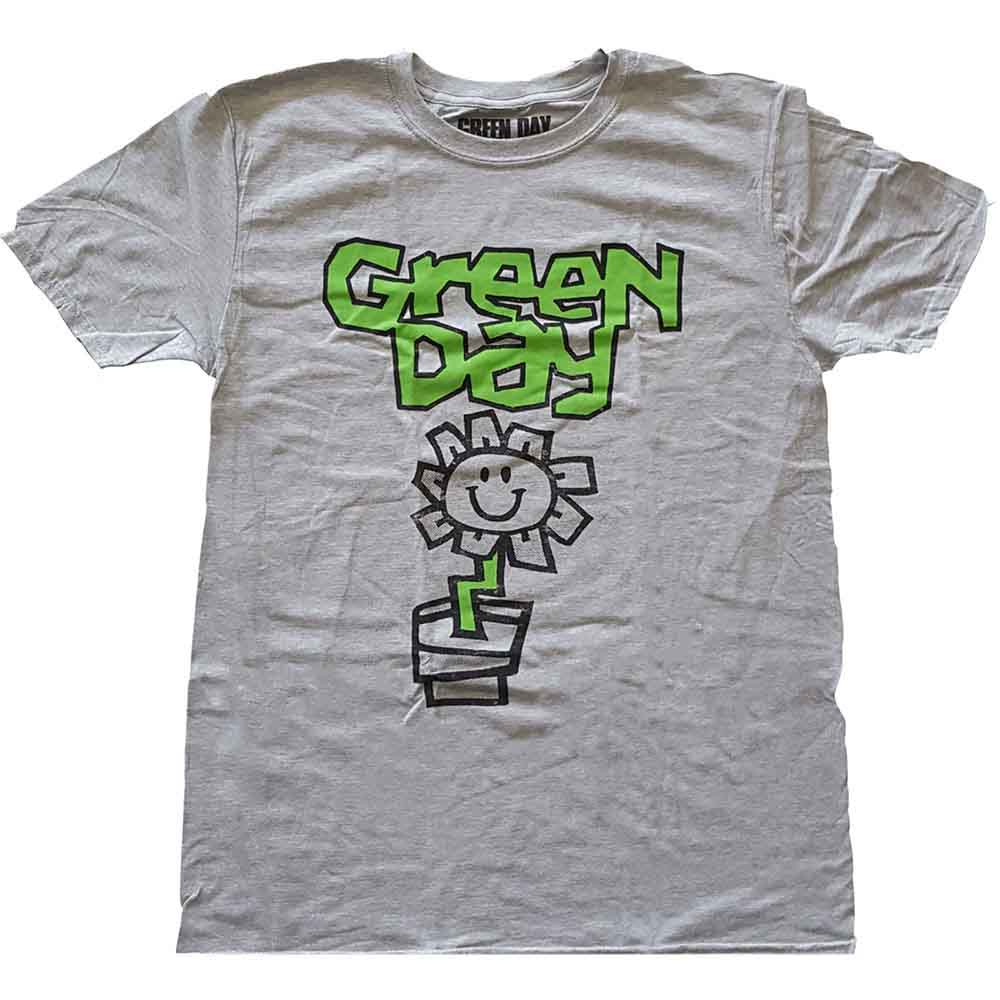 Green Day - Flower Pot ((T-Shirt)) Grey