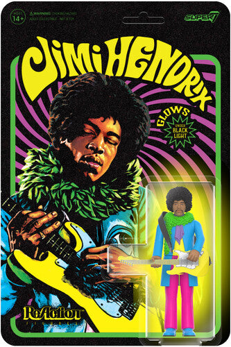Jimi Hendrix - Super7 - Jimi Hendrix ReAction - Jimi Hendrix (Blacklight) [Are You Experienced] (Collectible, Figure, Action Figure) ((Action Figure))