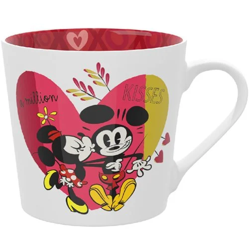 Mickey Mouse & Minnie Mouse - Mickey & Minnie "A Million Kisses" Ceramic Mug (15 oz) (Ceramic Mug) ((Mug))
