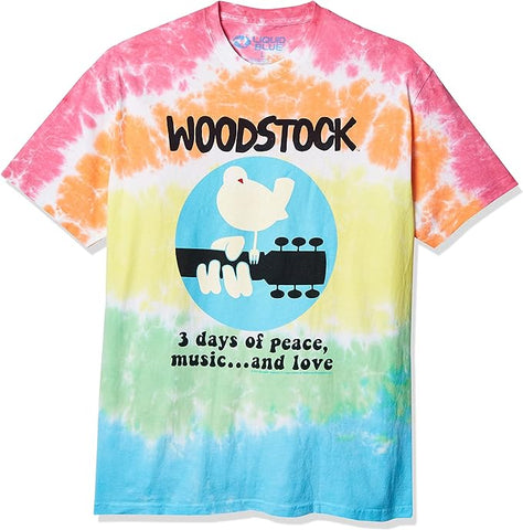 Woodstock Dove / Guitar Tie Dye Liquid Blue Mens T-shirt